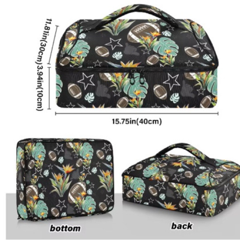 Tropical Football Print Travel potluck packer insulated